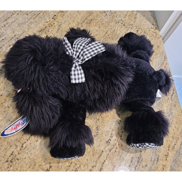 Mary Meyer Black Pipi Poodle 14" Plush Stuffed Animal w Gingham Paws & Bow - Picture 2 of 11